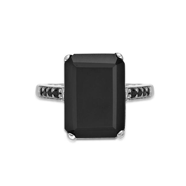 Gemminded Sterling Silver Spinel Accent Onyx Ring