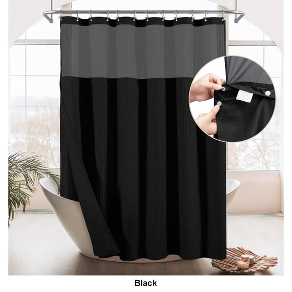 Awesome Home Cotton Blend Waffle Snap-In Liner Shower Curtain