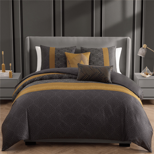 Bebejan® Golden Hex Cotton Sateen 5pc. Reversible Comforter Set
