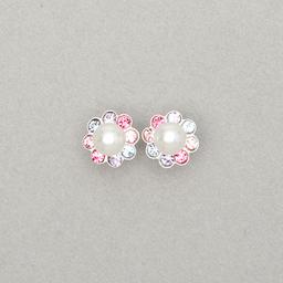 Kids Sterling Silver & Multi-Crystal Flower Stud Earrings