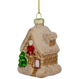 Northlight Snowy Country Cabin Glass Christmas Hanging Ornament
