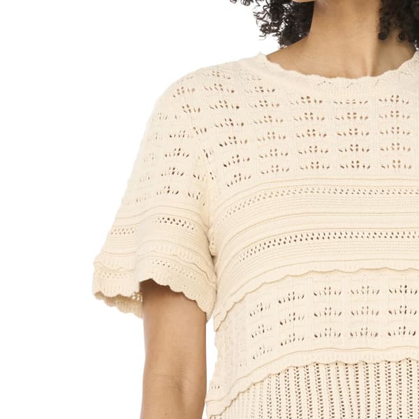 Womens Cece Short Sleeve Open Knit Crochet Sweater