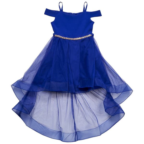Girls &#40;7-16&#41; Rare Editions Cold Shoulder High Low Tulle Dress - image 