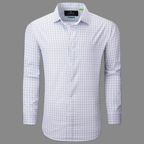 Mens Tom Baine Slim Fit Performance Dress Shirt - Blue/Tan Plaid - image 