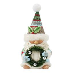 Jim Shore Gnome Wreath & Fur Hat Christmas Figurine