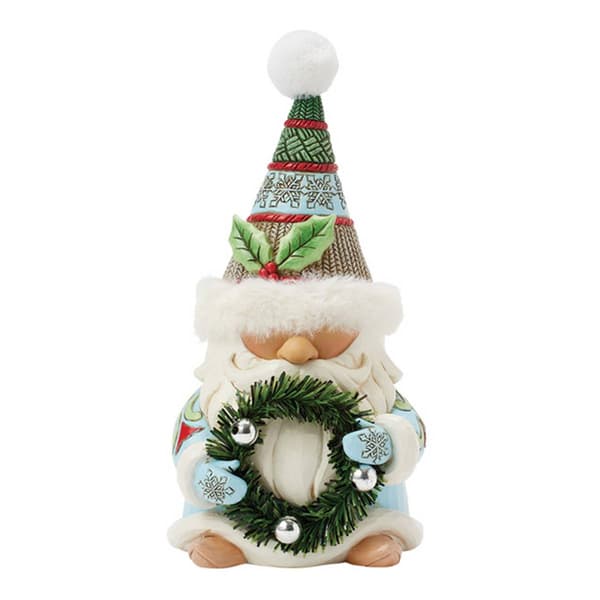 Jim Shore Gnome Wreath & Fur Hat Christmas Figurine