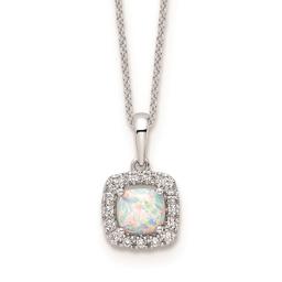 Pure Fire 14kt. White Gold Lab Grown Diamond & Opal Halo Pendant