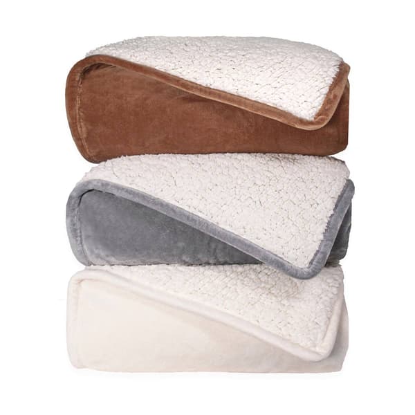 St. James Home Velvet and Sherpa Foot Pocket Throw