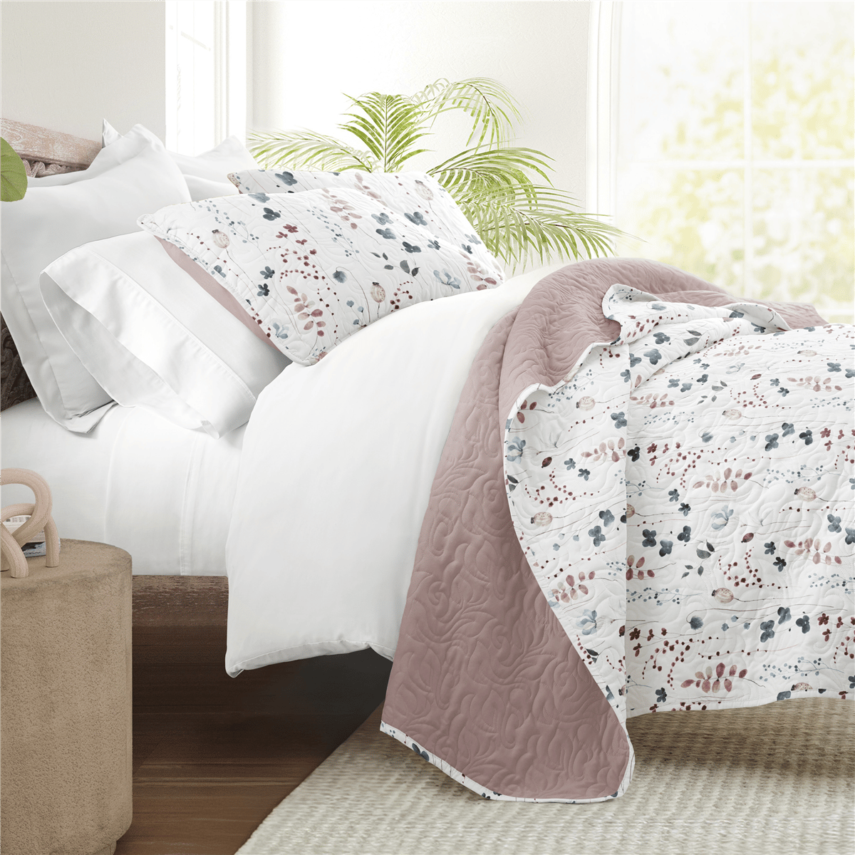 Open Video Modal for Soft Essentials Ultra-Soft Poppy Bloom Reversible Quilt Set