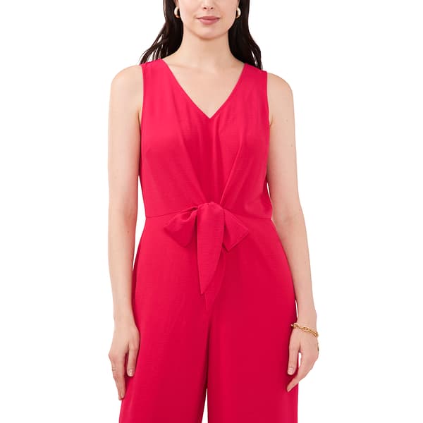 Womens MSK Sleeveless V-Neck Crinkle Twill Jumpsuit