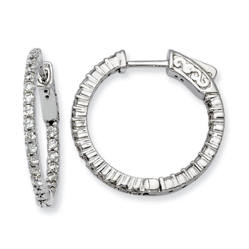 Sterling Silver 22mm x 20mm Hoop Earrings - image 