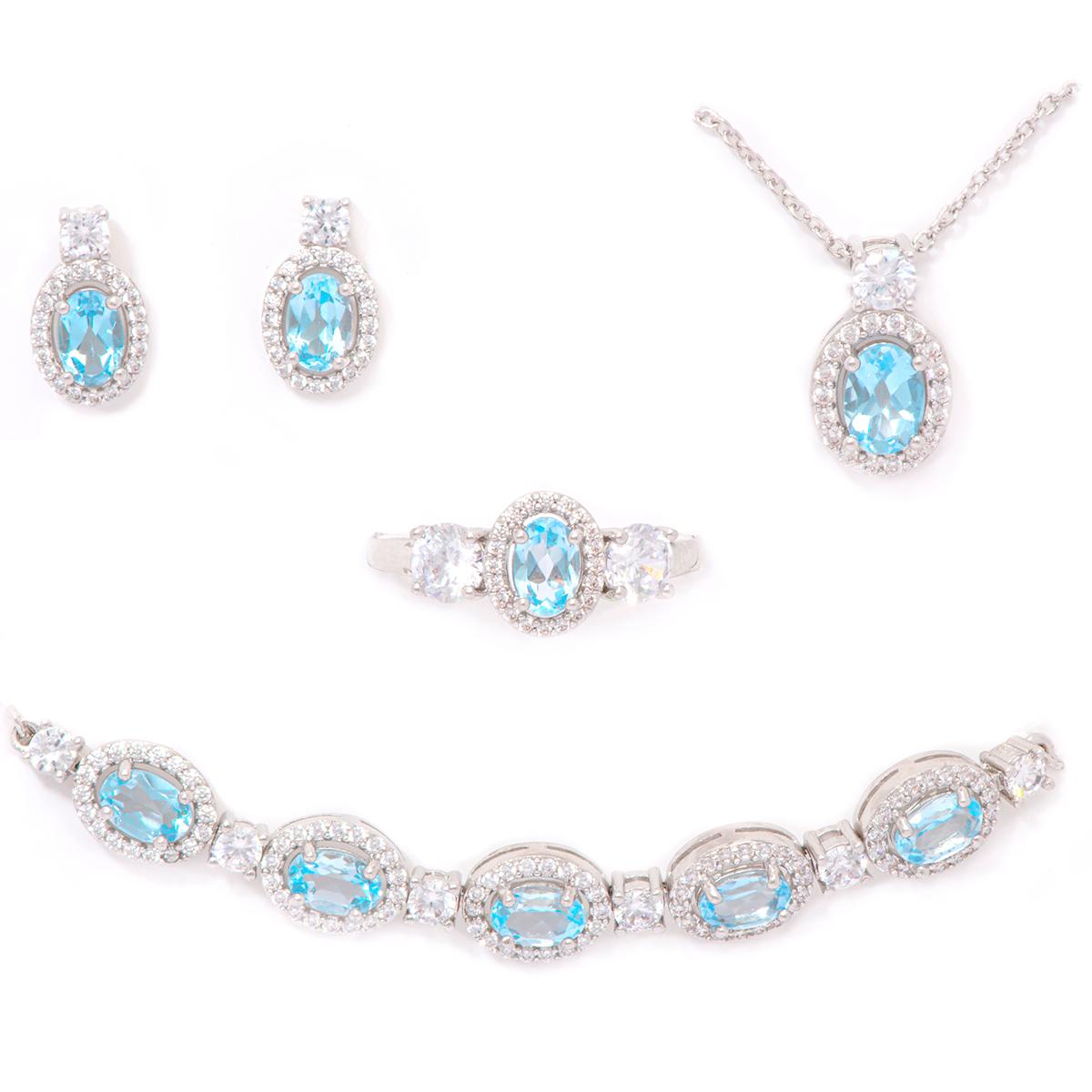Gianni Argento Sterling 4pcs. Silver/Blue Topaz Necklace Set