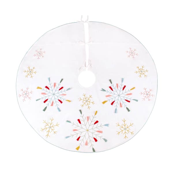 National Tree 54in. Boho Velvet Snowflake Embroidered Tree Skirt - image 