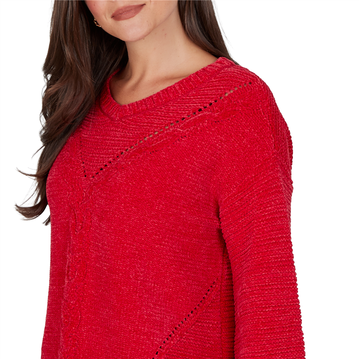Petite Ruby Rd. Mysterious Romance Chenille V-Neck Sweater