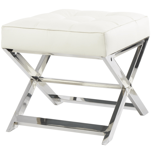 9th & Pike(R) Modern White Leather Ottoman Stool - image 