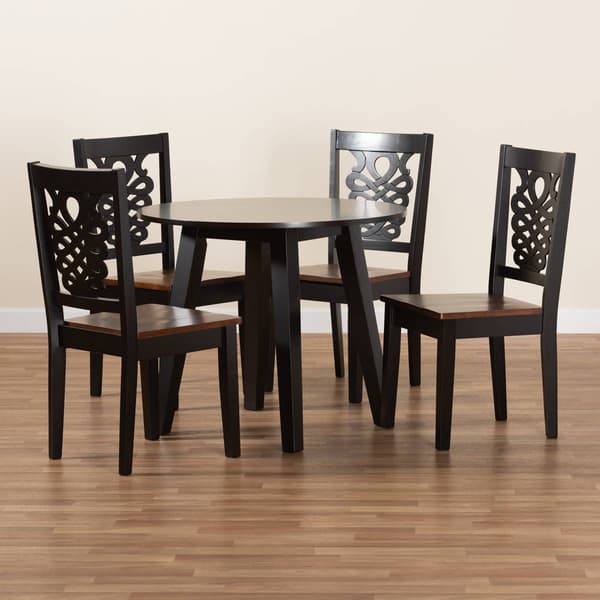 Baxton Studio Mina 2-Tone Dark Brown/Walnut Brown 5pc. Dining Set