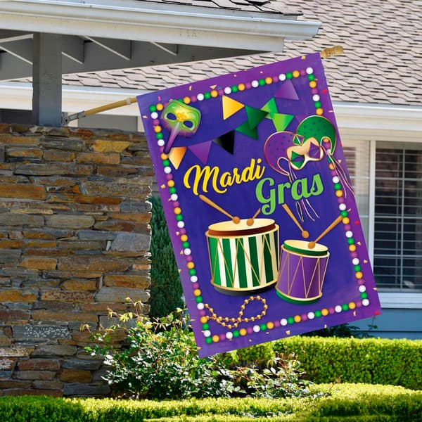 Northlight Seasonal Mardi Gras Drums & Masks House Flag