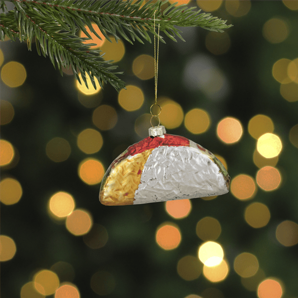 Northlight 4in. Silver & Gold Taco Glass Christmas Ornament