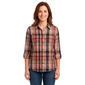 Womens Nautica 3/4 Roll Tab Sleeve Crinkle Plaid Blouse - image 1