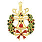Wearable Art Gold-Tone Reindeer with Wreath Enhancer Pendant - image 1