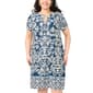 Plus Size MSK Short Sleeve 3 O-Ring Damask Shift Dress - image 3