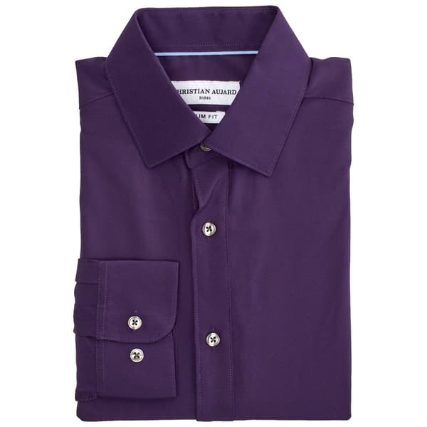 Mens Christian Aujard Slim Fit Stretch Dress Shirt - Purple