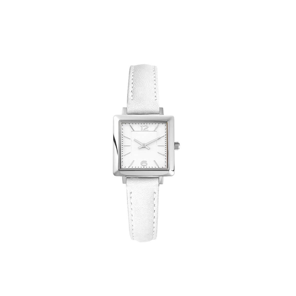 Womens Silver-Tone Polished Bezel Quartz Watch -...