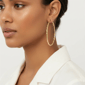 Saffron 50mm 18kt. Gold Plated Twisted Bottom Hoop Earrings - image 3