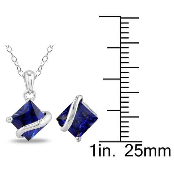Gemstone Classics™ 3 3/4ctw. Square Created Blue Sapphire Set