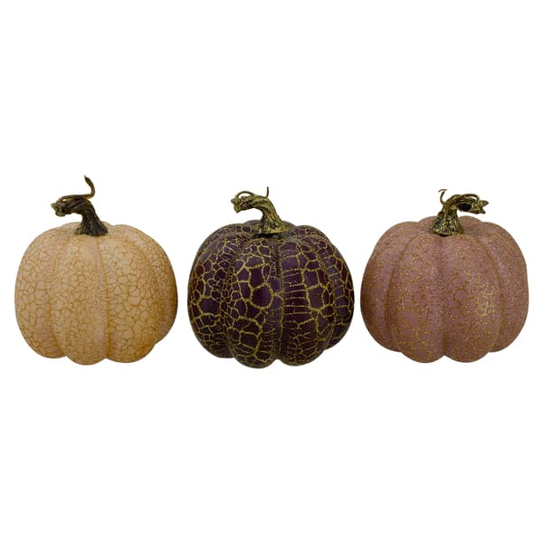 Northlight Seasonal Brown and Purple Harvest Pumpkins - Set of 3