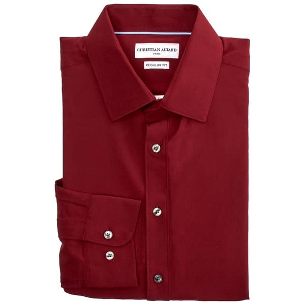Mens Christian Aujard Regular Fit Stretch Dress Shirt - Cherry - image 