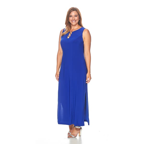 Plus Size MSK Sleeveless Three Ring Solid Shift Dress