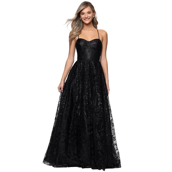 Juniors Blondie Nites Glitter Cross Back A-Line Dress - image 