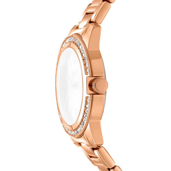 Womens DKNY Crystal Bezel Rose Gold Bracelet Watch-DK1L105M0075