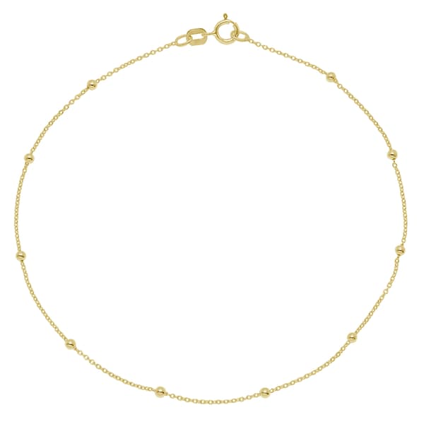 Barefootsies Textured Beaded Link Anklet Bracelet over Sterling - image 
