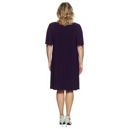 Plus Size MSK Split Sleeve Solid Beaded Trim Shift Dress