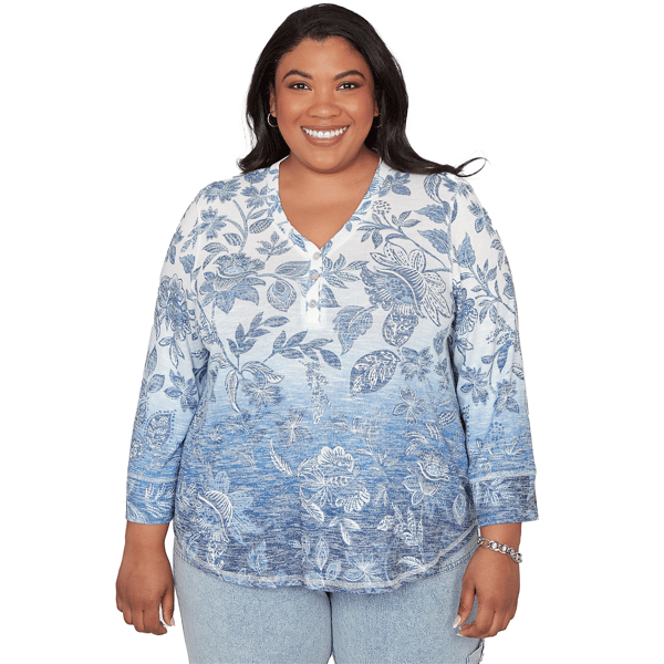 Plus Size Alfred Dunner Out Of The Blue Ombre Batik Floral Henle