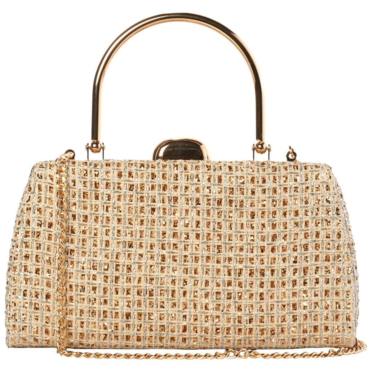 D’Margeaux Sparkle Straw Frame Evening Bag
