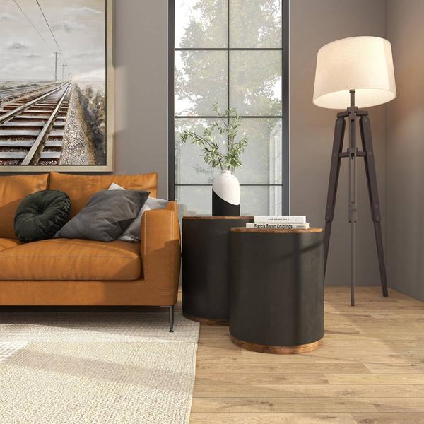 9th & Pike® 2pc. Rustic Black Metal Accent Table Set