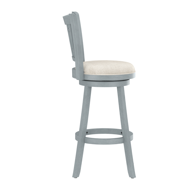 HH2 Home Fairfox Blue Wood Bar Height Swivel Stool