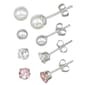 Sterling Silver 4pc. Pearl Ball & Cubic Zirconia Stud Earrings - image 1