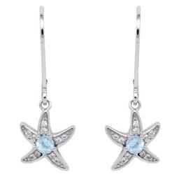 Gianni Argento Sterling Silver Blue Topaz Starfish Earrings