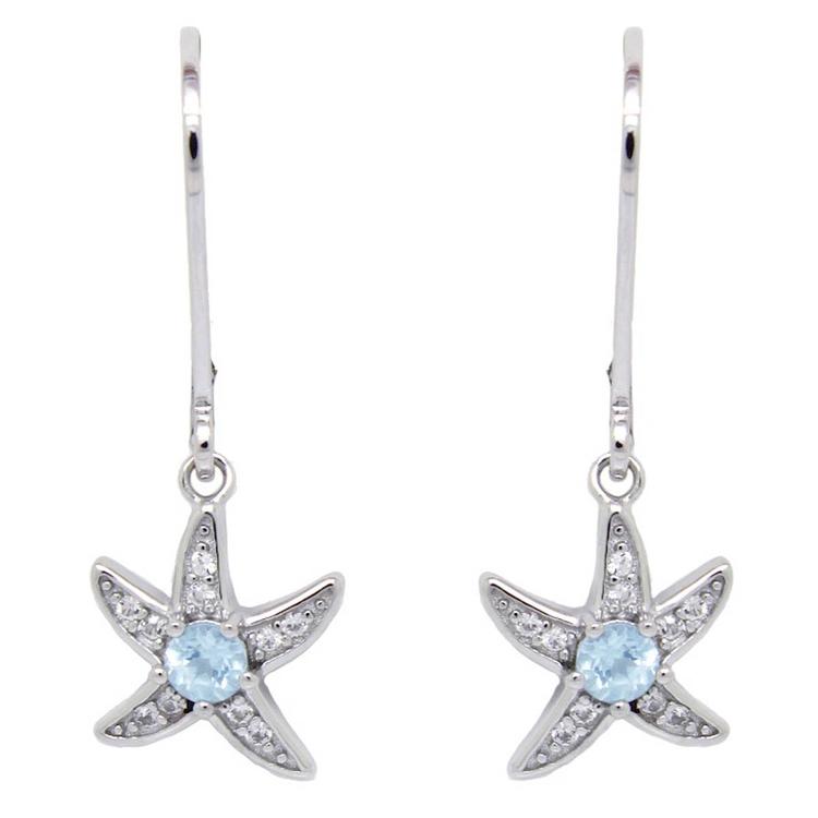 Gianni Argento Sterling Silver Blue Topaz Starfish Earrings
