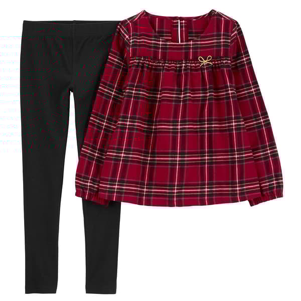 Toddler Girl Carters&#40;R&#41; Plaid Babydoll Top & Leggings Set - image 