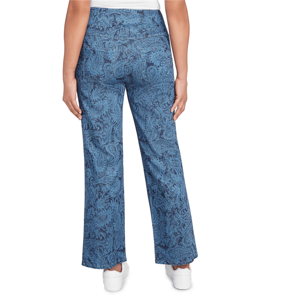 Womens Ruby Rd. Indigo Go Paisley Stretch Denim Pull-On Jeans