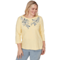 Womens Alfred Dunner Out Of The Blue Floral Embroidered Sunshine - image 1