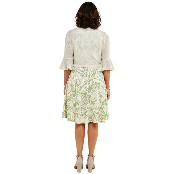 Petite Perceptions Short Sleeve Tie Jacket with Print Dress