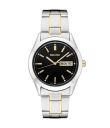 Mens Seiko Essentials Quartz Two-Tone Black Dial Watch - SUR363