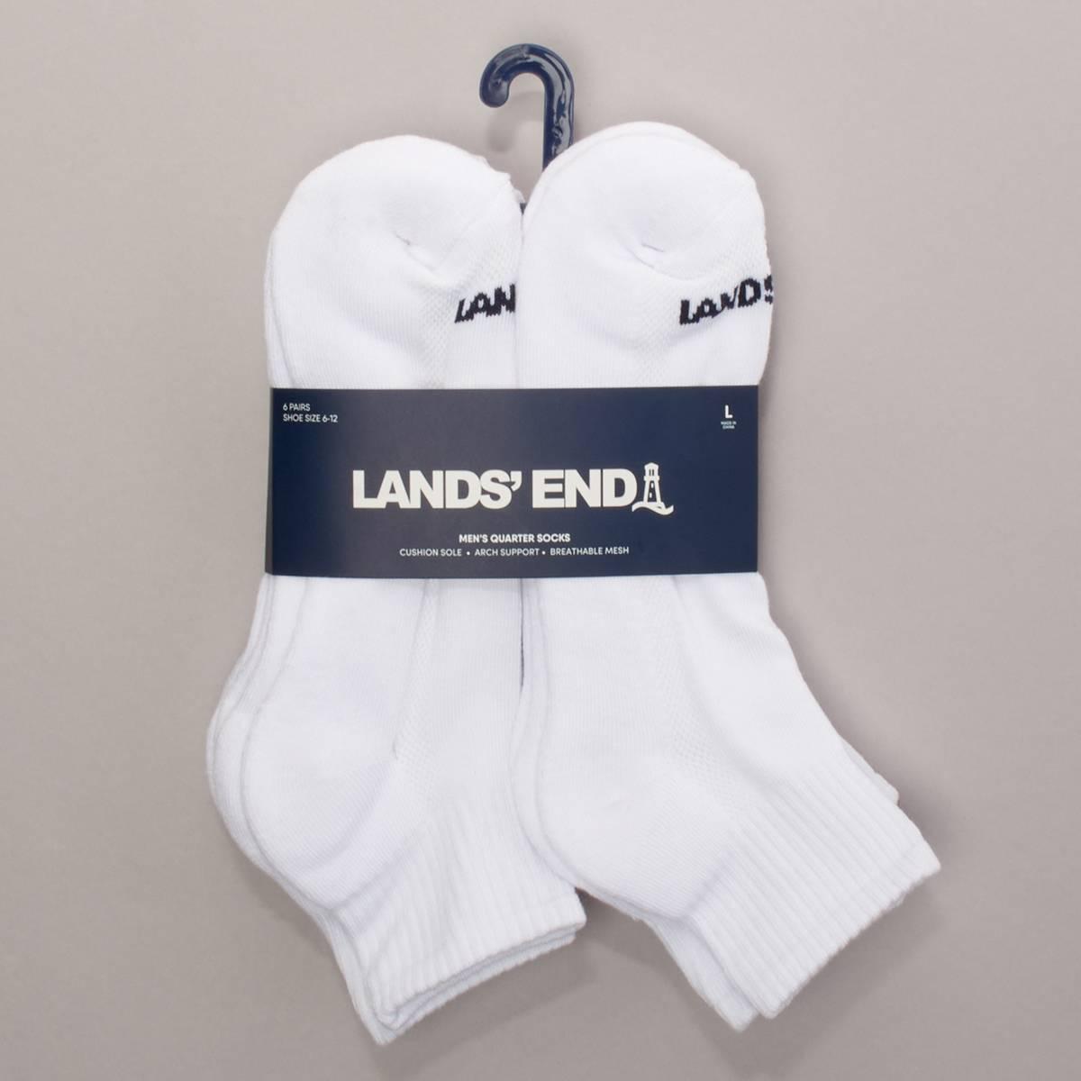 Mens LANDS'' END(R) 6pk. Quarter Sport Socks