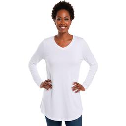 Plus Size Architect(R) Long Sleeve Rib Rounded Hem Crew Neck Tee